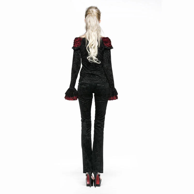 K-201 Retro Fashion black Long Slim Boot Cut Punk Pants - Image 2
