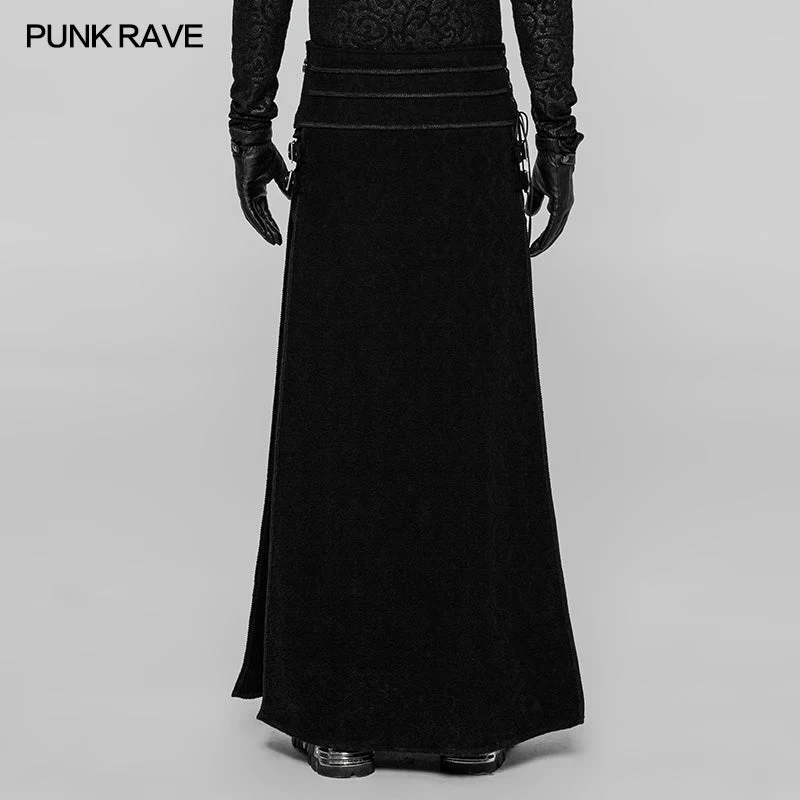 WQ-371 Retro Jacquard Embroidery Mens Gothic Skirt - Image 3