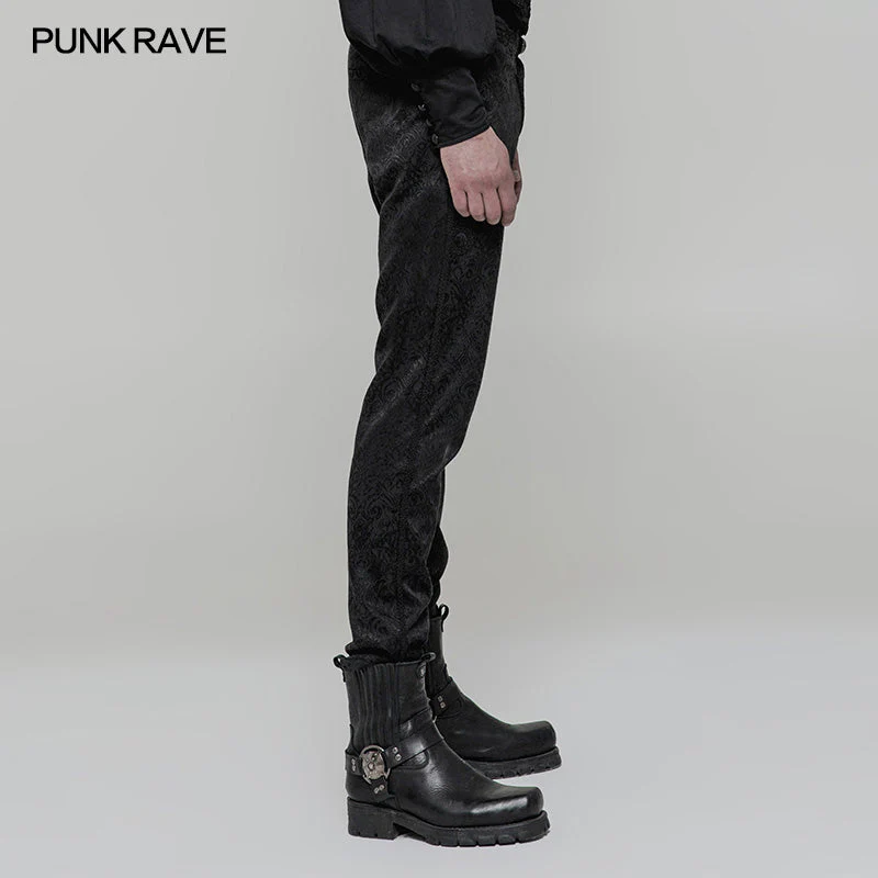 WK-313 Retro Jacquard Gothic Pants High Waist Trousers - Image 2