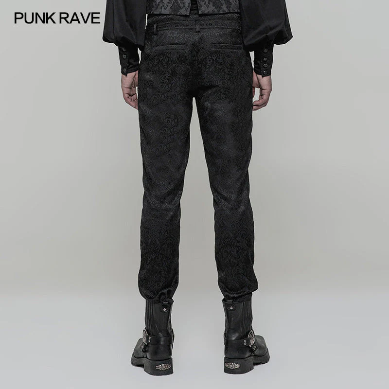 WK-313 Retro Jacquard Gothic Pants High Waist Trousers - Image 3