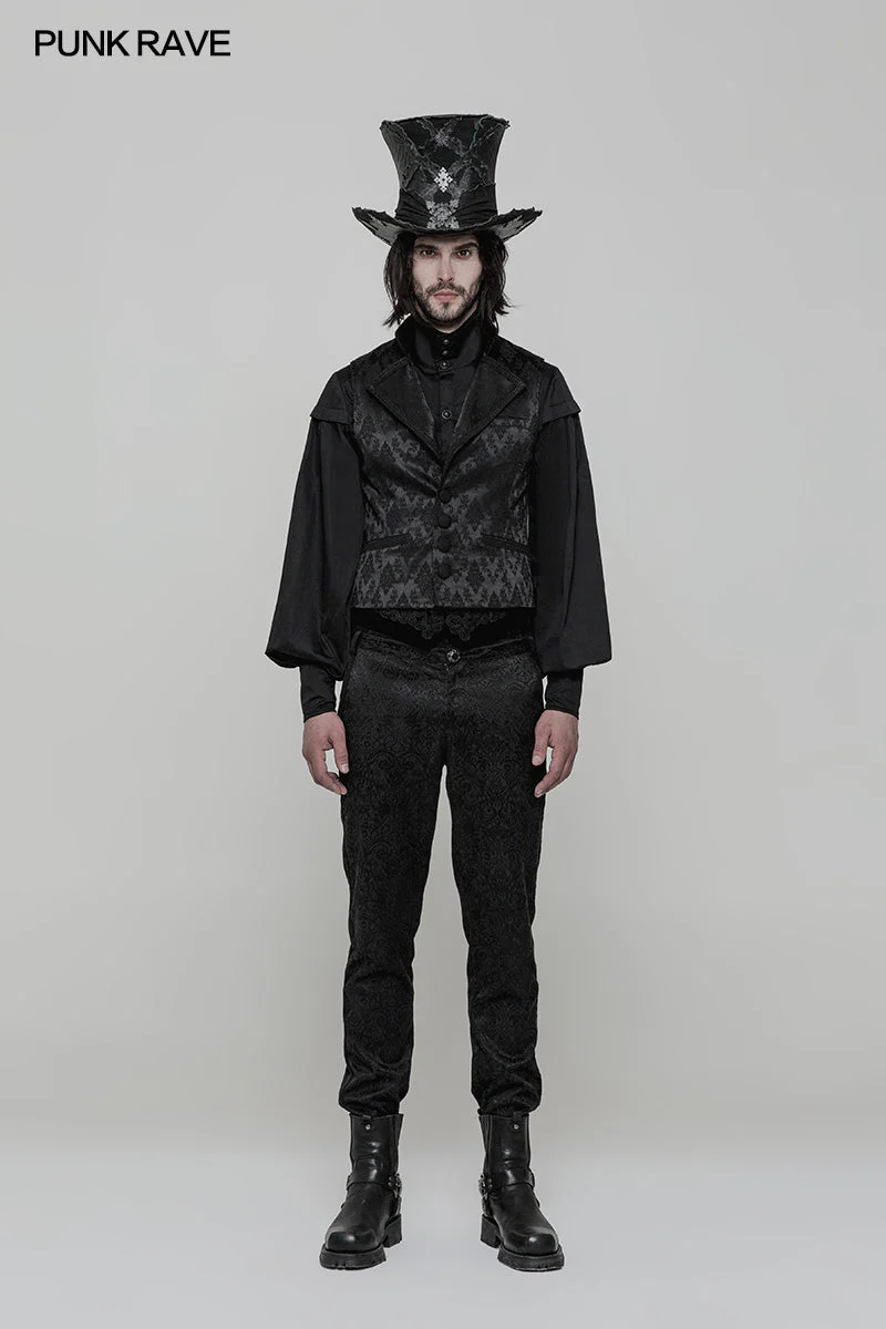 WK-313 Retro Jacquard Gothic Pants High Waist Trousers - Image 6