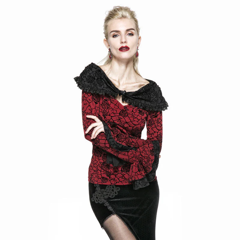 T-369 Retro Long Top T-shirt Cotton Woman Fashion Gothic T-shirt - Image 3