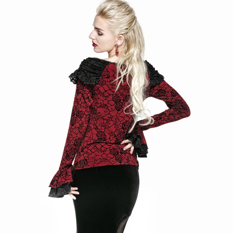 T-369 Retro Long Top T-shirt Cotton Woman Fashion Gothic T-shirt - Image 4