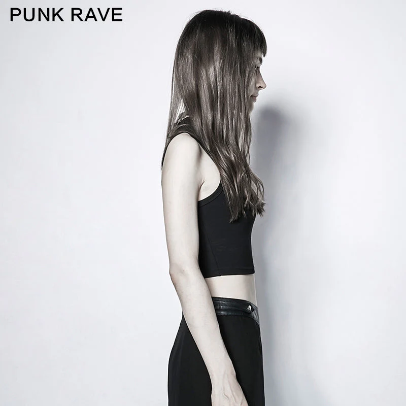 PT-102 Roll Dark Small Stand Collar Cross Minimalist Punk Vest - Image 2