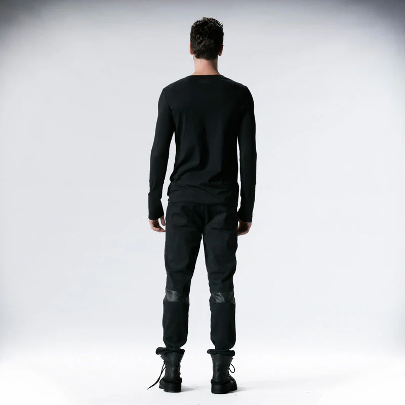 T-365 Rock Fashion Wolf Pattern Front black Long Sleeve Punk Shirts - Image 2