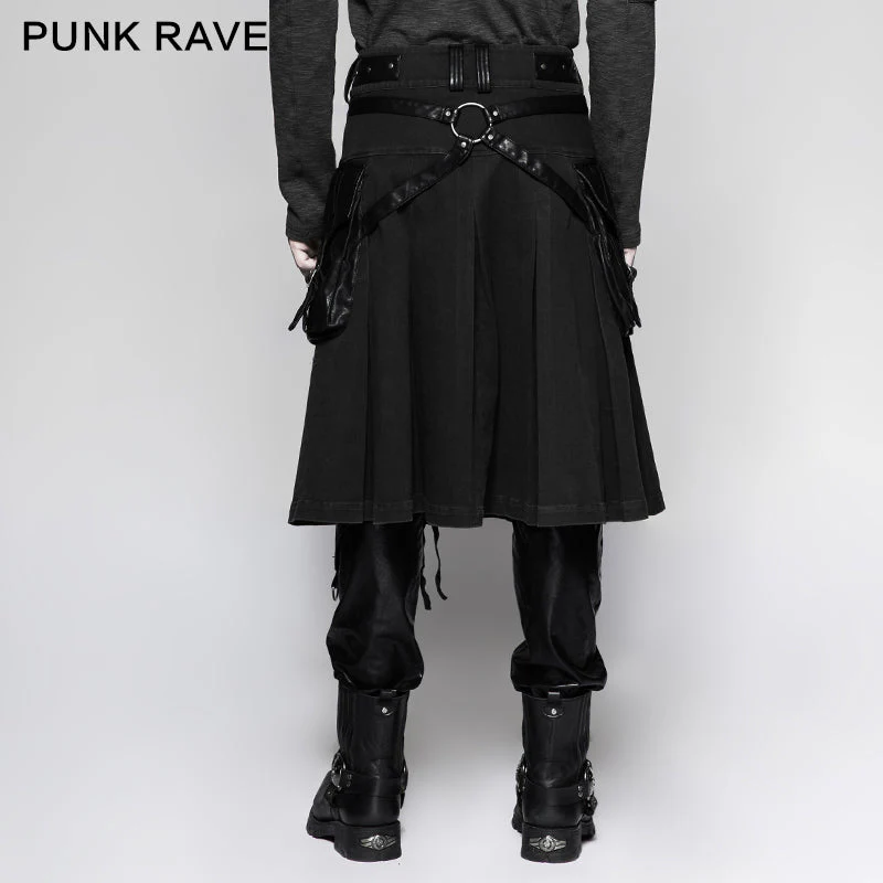 Q-319 Scottish Metallic Side Pockets Half Punk Skirt - Image 3