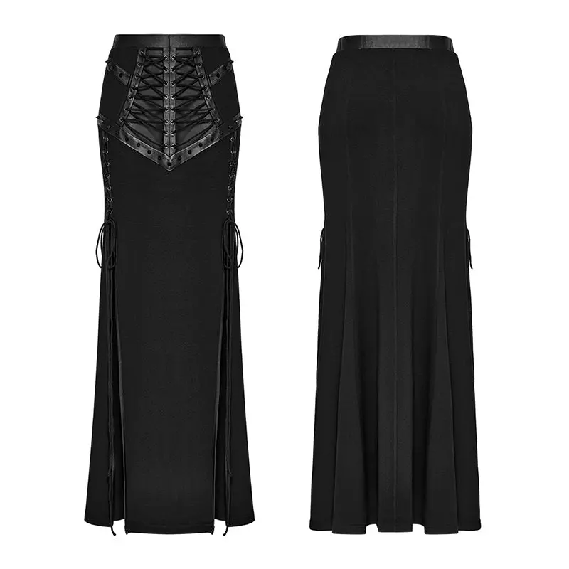 See-Through WQ-696BQF Sexy Mesh Rope Slit Punk Skirt - Image 4