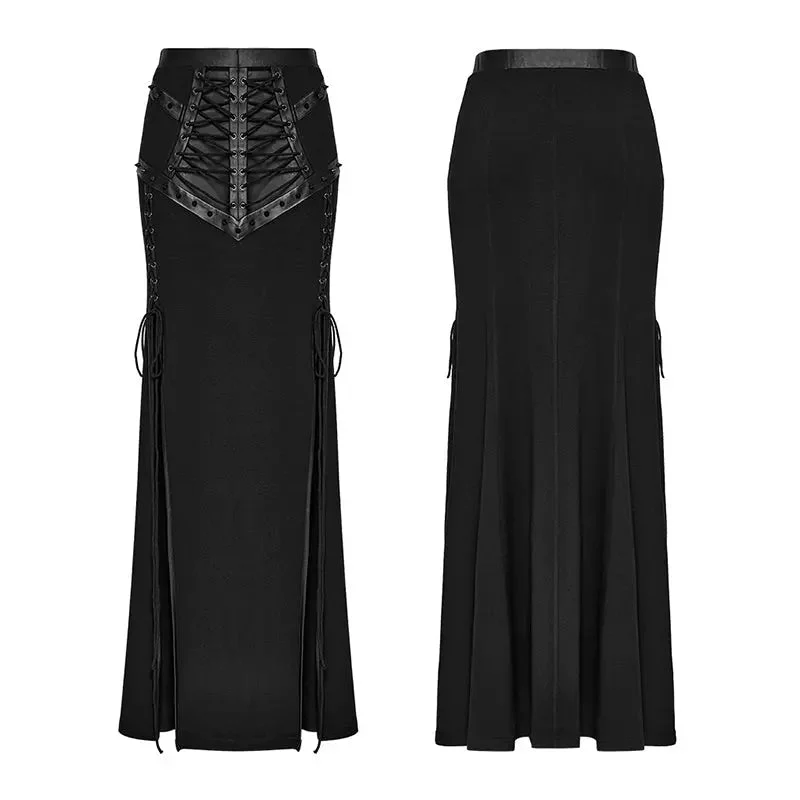 See-Through WQ-696BQF Sexy Mesh Rope Slit Punk Skirt - Image 9