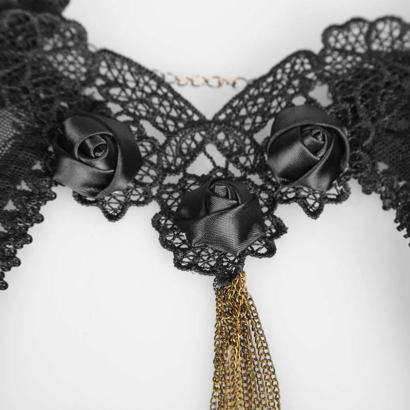 T-395 Semi Transparent Fashion Brand Lace Short Gothic Shirt - Image 5
