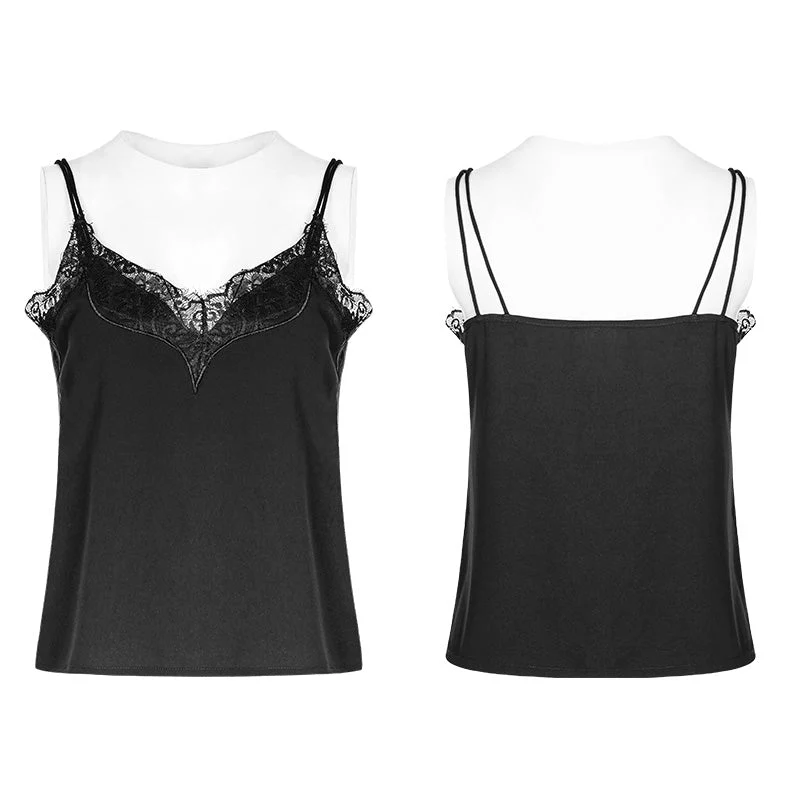 OPT-241 Sexy Casual Double Straps Lace Loose Vest - Image 4
