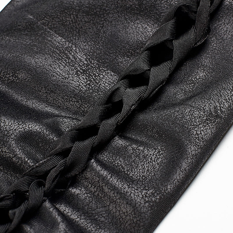 PK-096 Sexy Girls Elastic Waist Skinny Leather Punk Pants With Burst Pattern Lines - Image 5