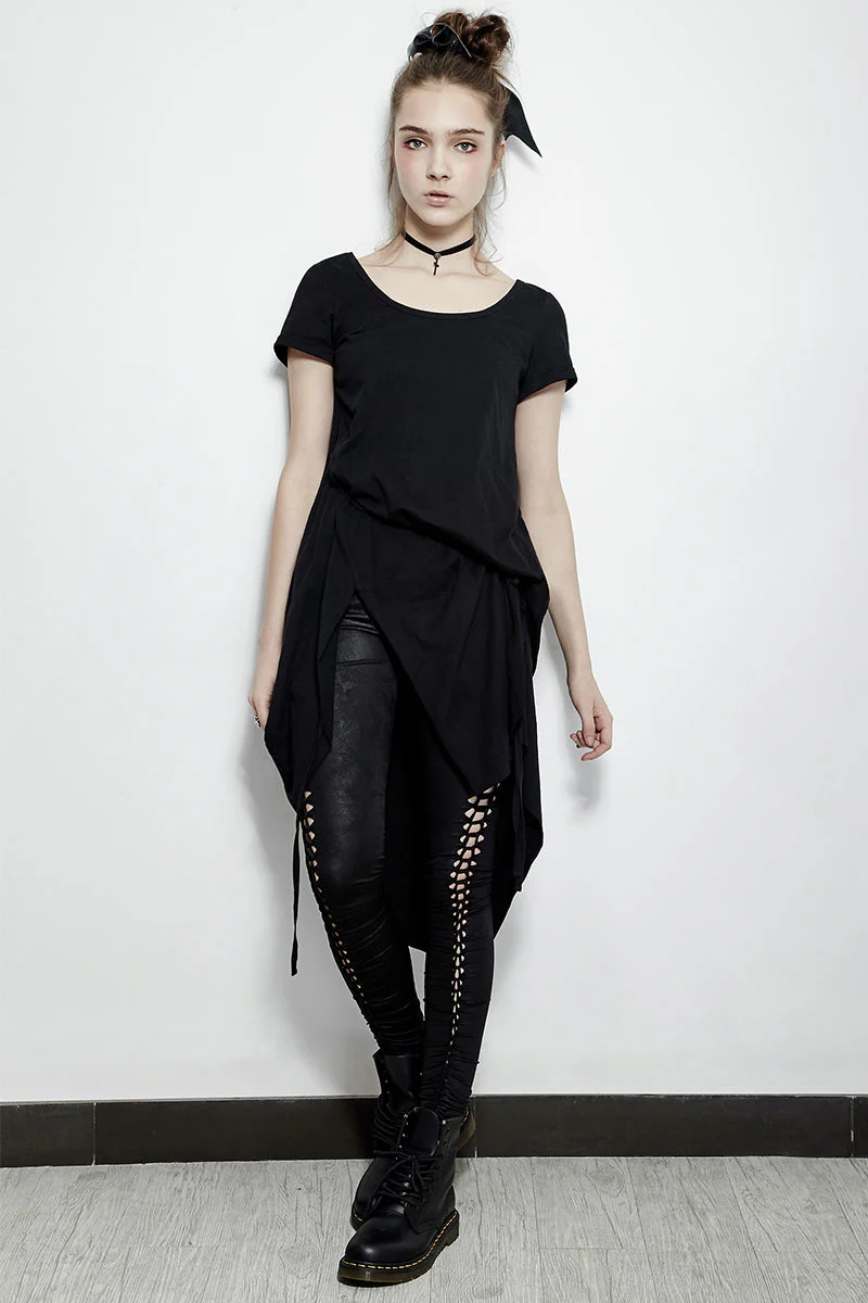 PK-096 Sexy Girls Elastic Waist Skinny Leather Punk Pants With Burst Pattern Lines - Image 6