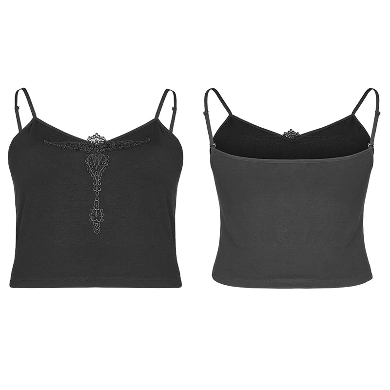 DT-679BXF Sexy gothic velvet flower camisole - Image 4