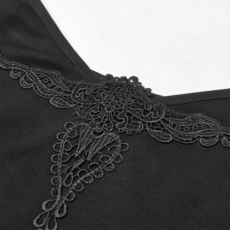 DT-679BXF Sexy gothic velvet flower camisole - Image 5