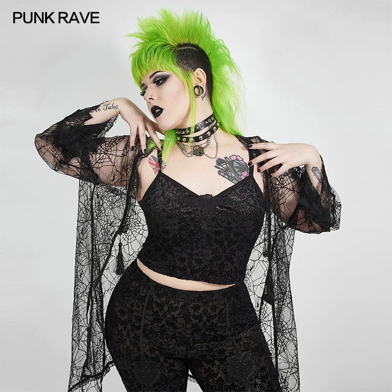 DT-679BXF Sexy gothic velvet flower camisole - Image 7