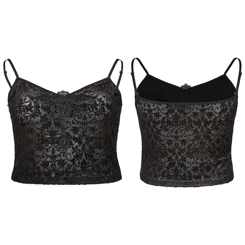 DT-679BXF Sexy gothic velvet flower camisole - Image 9