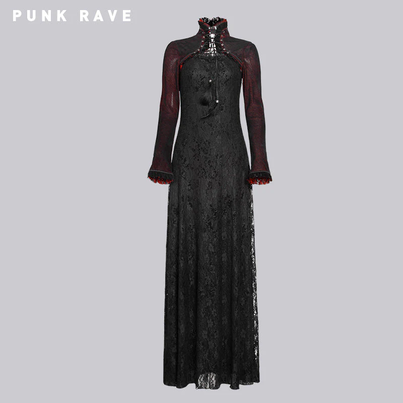 Q-243 Sexy Lady Fashion Dark Red Cape Gothic Dresses - Image 4