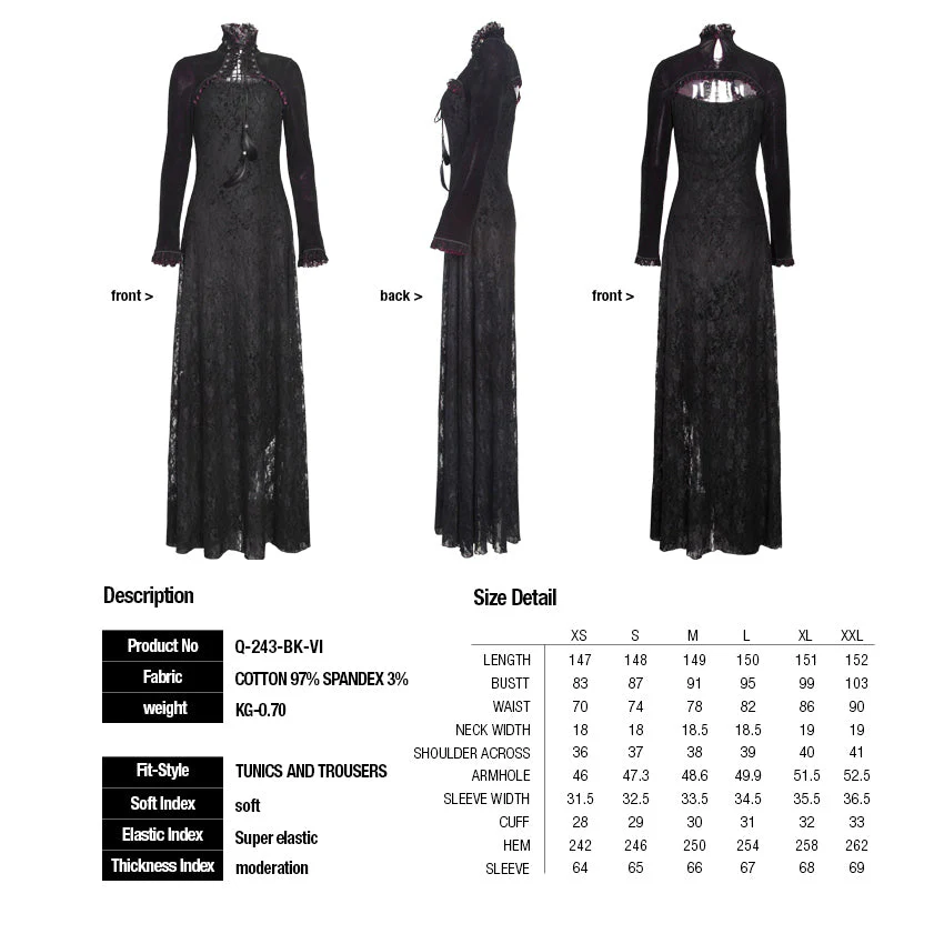 Q-243 Sexy Lady Fashion Dark Red Cape Gothic Dresses - Image 7