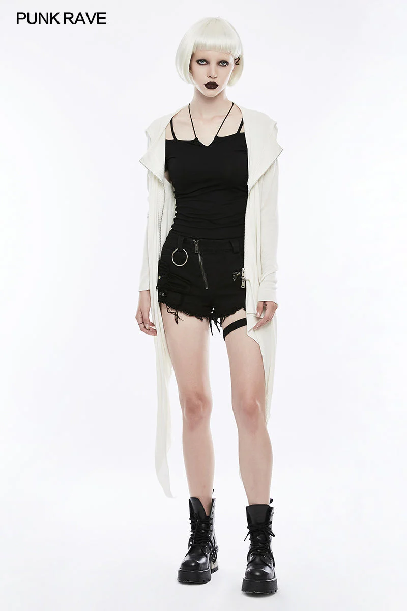 OPT-145 Sexy Off The Shoulder Slim Gothic T-shirt Tie Rope Necklace Top - Image 6