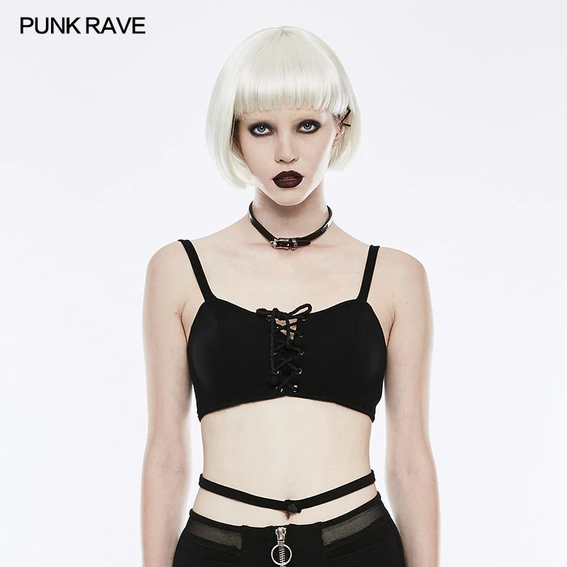 OPT-146 Sexy Tie Rope Athletic Punk Vest With Elastic Loops