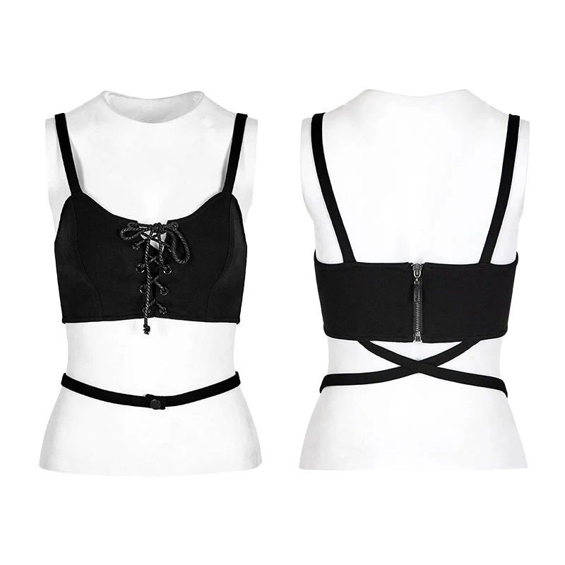 OPT-146 Sexy Tie Rope Athletic Punk Vest With Elastic Loops - Image 4