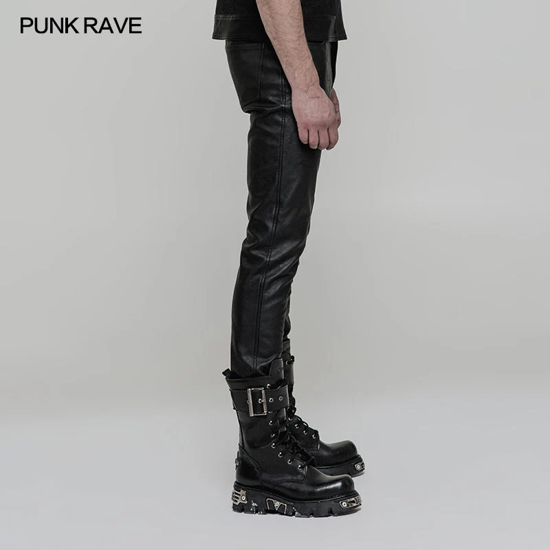 OK-321 Simple All-match Trousers Elastic Leather Punk Pants - Image 2