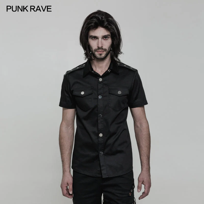 OY-860 Simple Daily Wear Short Sleeve Punk Shirt For Men