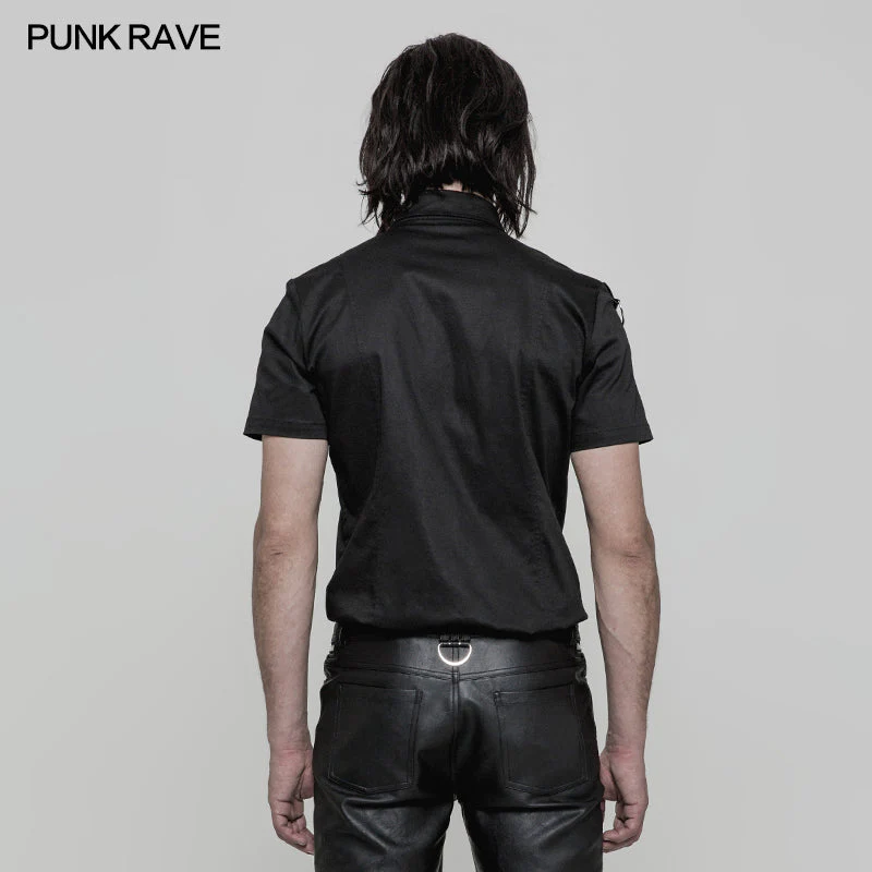 OY-860 Simple Daily Wear Short Sleeve Punk Shirt For Men - Image 3