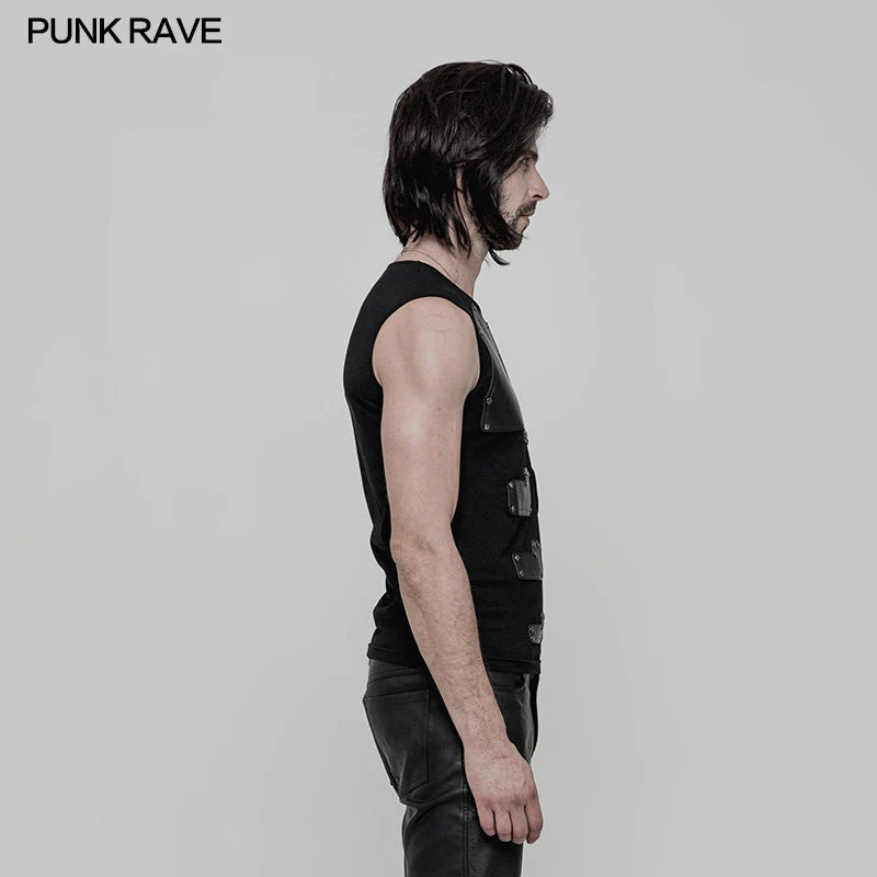 WT-515 Skinny Muscular Sleeveless Punk T-shirt For Men - Image 2