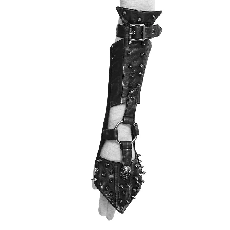 S-178 Skull black Ladies Handmade Rivet Studded Leather Gloves Accessories - Image 14