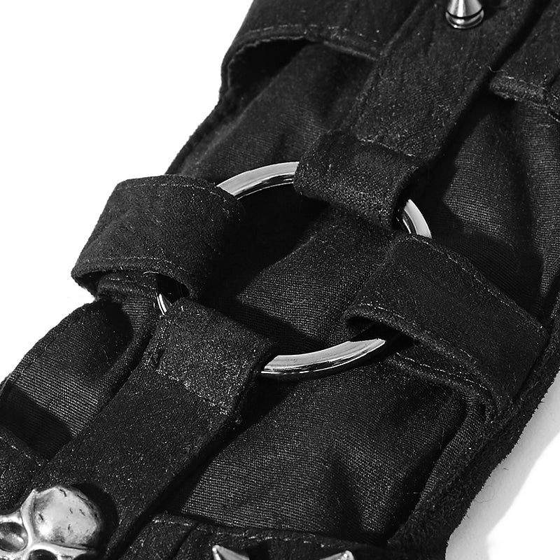 S-178 Skull black Ladies Handmade Rivet Studded Leather Gloves Accessories - Image 5