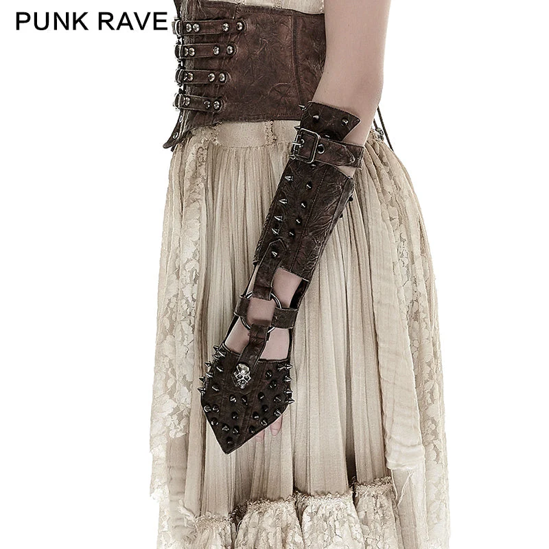 S-178 Skull black Ladies Handmade Rivet Studded Leather Gloves Accessories - Image 7