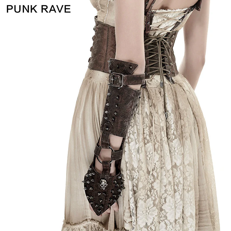 S-178 Skull black Ladies Handmade Rivet Studded Leather Gloves Accessories - Image 8