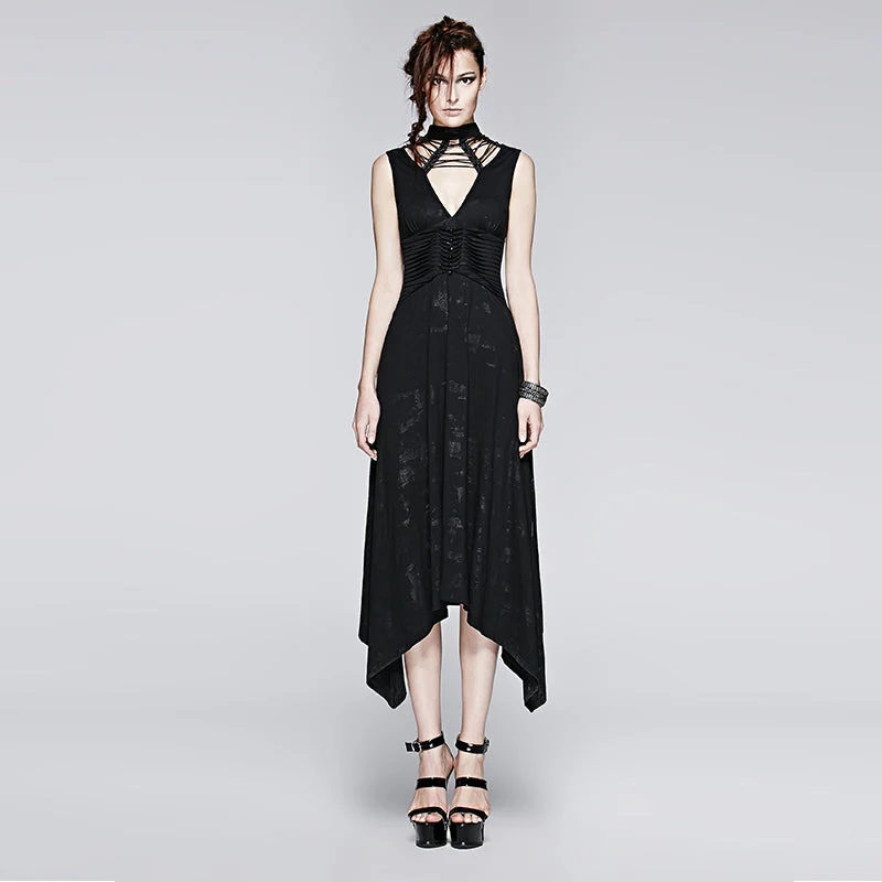 Q-252 Sleeveless Cotton Summer Long Tight Sexy Evening Punk Dress