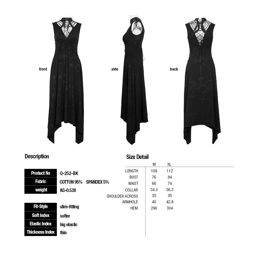 Q-252 Sleeveless Cotton Summer Long Tight Sexy Evening Punk Dress - Image 6