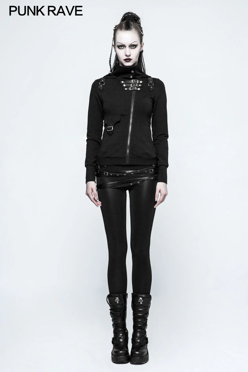 Y-789 Slim Well-fitting Elastic Hooded Punk Sweaters For Women - Image 6