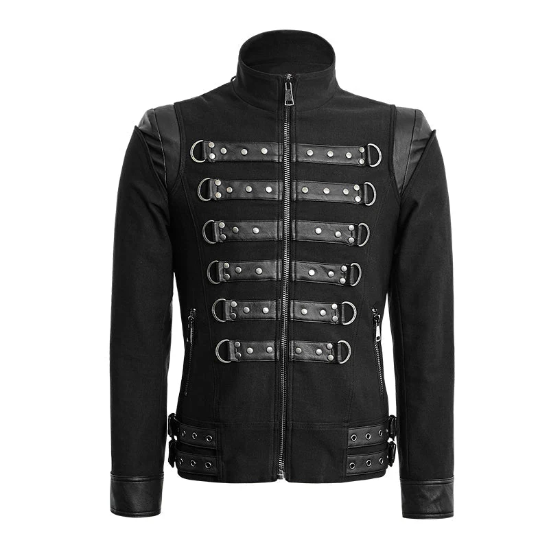 Y-637 Soldiert Stripe Zipped Short Punk Jacket - Image 4
