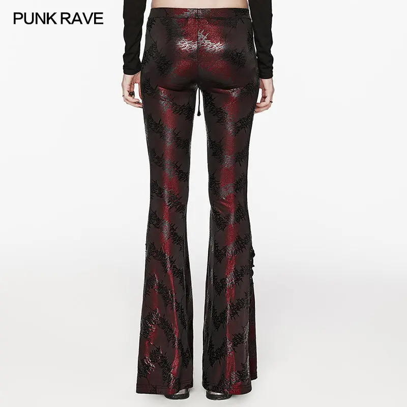 Sparkling Tree Texture WK-619XCF Daily Oversized Low Waist Tight Flared Pants - Image 3