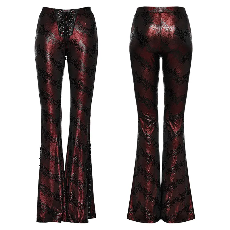 Sparkling Tree Texture WK-619XCF Daily Oversized Low Waist Tight Flared Pants - Image 4