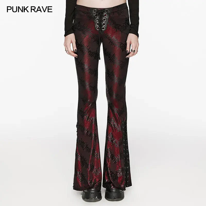 Sparkling Tree Texture WK-619XCF Daily Oversized Low Waist Tight Flared Pants - Image 6