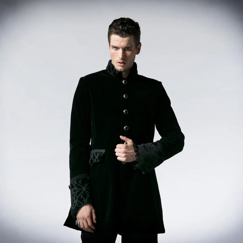 Y-555 Special Design Long Punk Coat With black Grade Buttons - Image 3