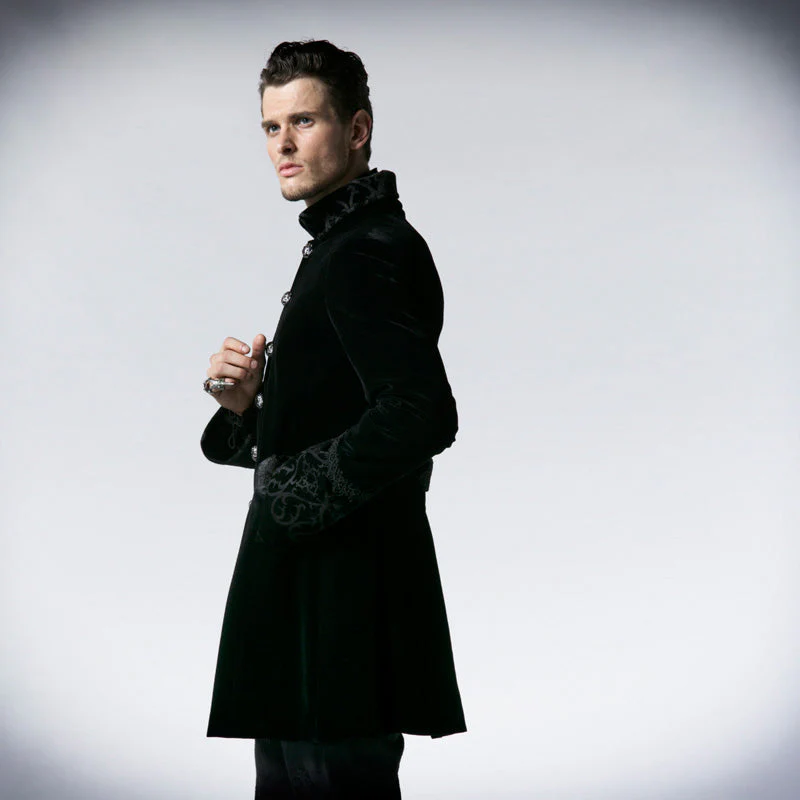 Y-555 Special Design Long Punk Coat With black Grade Buttons - Image 4