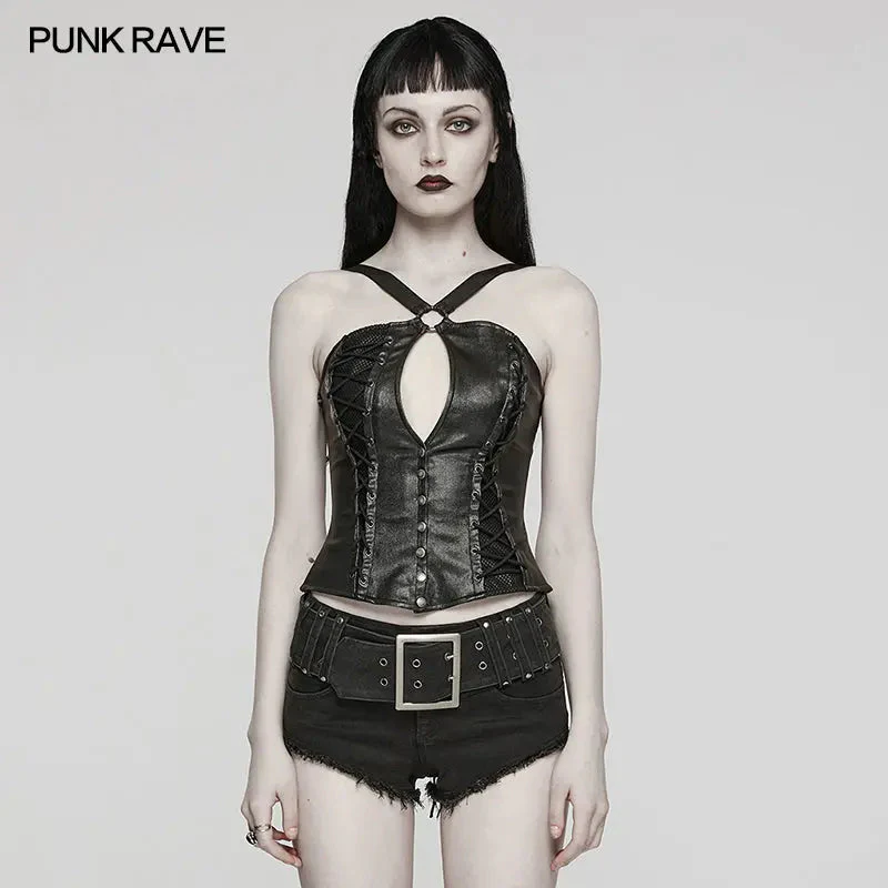 Split Eyelet WY-1534SYF Sexy Hollow Out Vest Shaper Top - Image 6