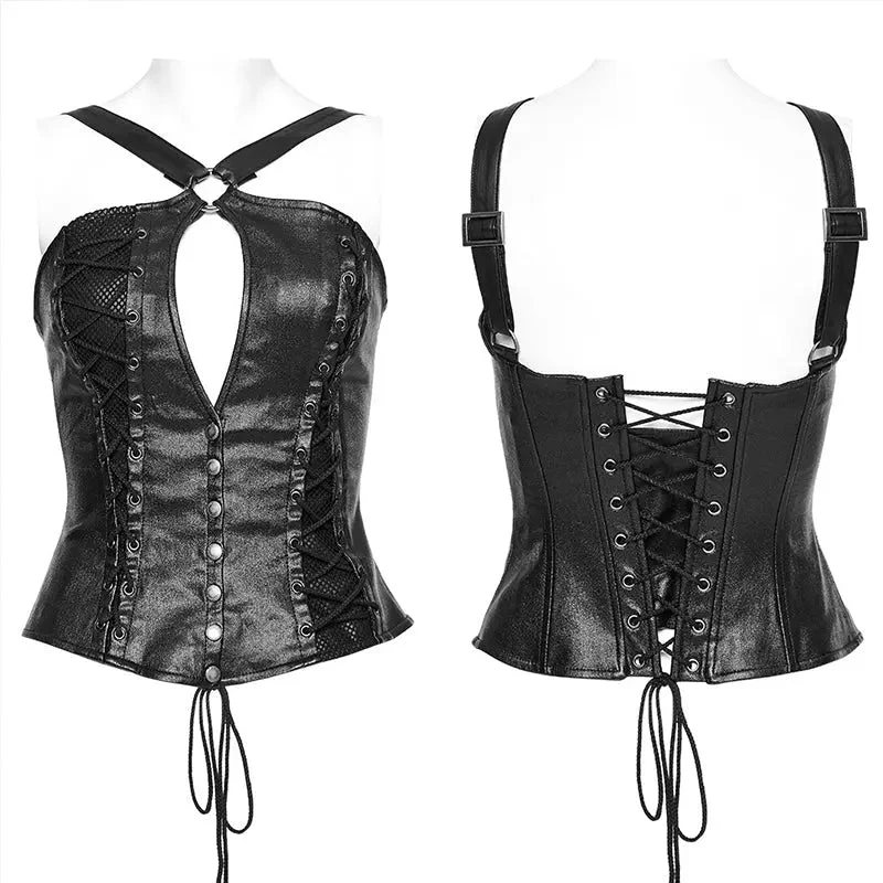 Split Eyelet WY-1534SYF Sexy Hollow Out Vest Shaper Top - Image 9