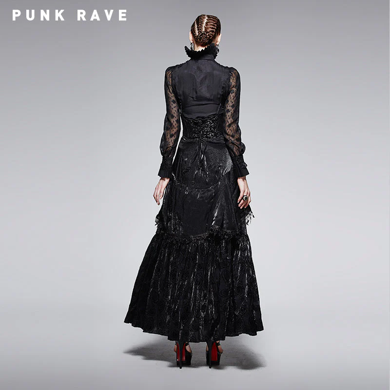 Q-246 Spring New Fashion High Waist black Evening Gothic Skirt - Image 2