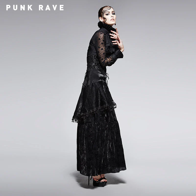 Q-246 Spring New Fashion High Waist black Evening Gothic Skirt - Image 3