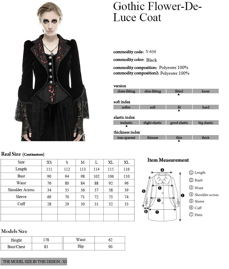 Y-656 Spring Palace Slim Gothic Trench Coats With Flower Lace Pattern - Image 6