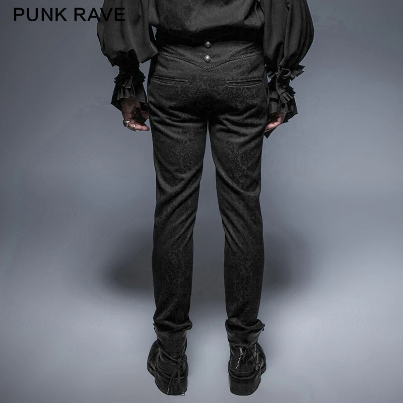 K-243 Spring Vintage Button Slim Feet Gothic Pants - Image 3