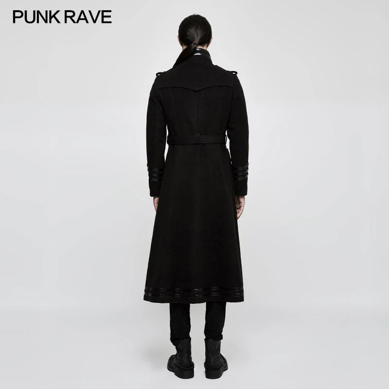 Y-766 Stand-collar Military Uniform Punk Jacket With Removable Belt - Image 2
