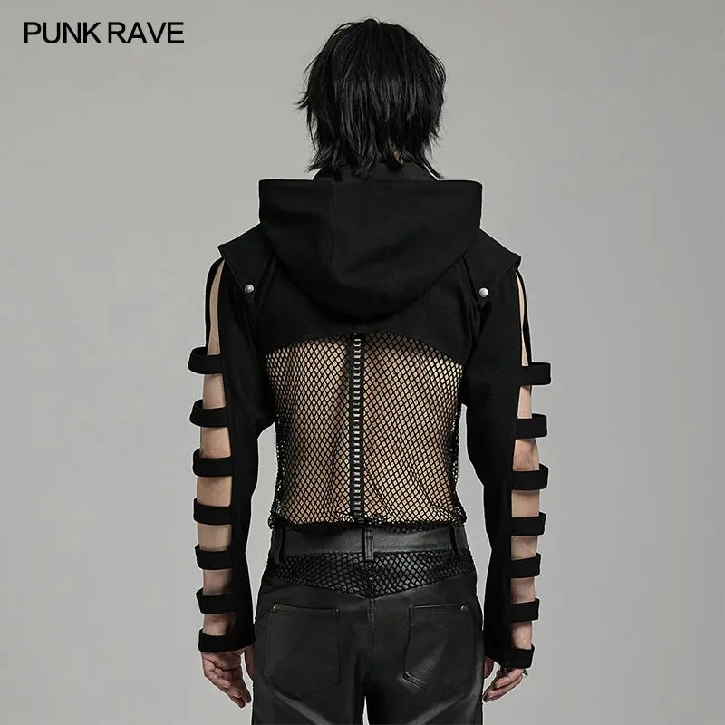 Stand Up Collar Darkness WY-1596XDM Mens Short Punk Jacket - Image 3